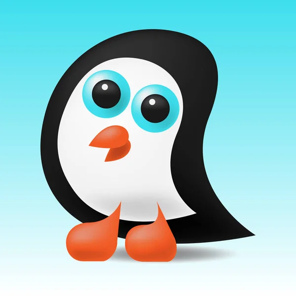 Cute Little Penguin Vector Blue White Background — Stock Photo, Image