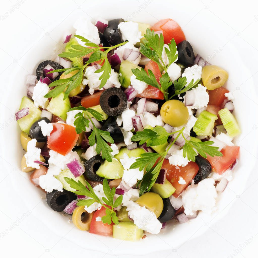 Greek salad top view