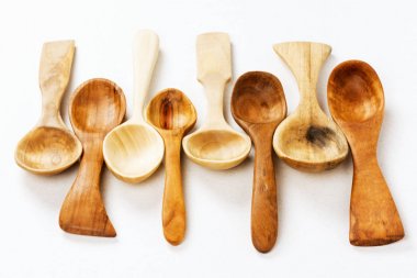 different wooden spoons
