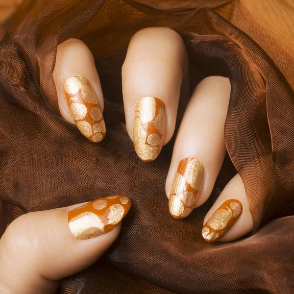 Unghie arancione oro manicure — Foto Stock