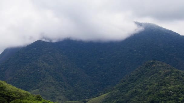 Cloud Moving Transforming Really Fast Top Mountain Bad Weather Day — Stock Video