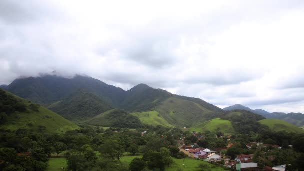 Really Small Village Bad Wather Day Fast Pace Clouds Passing — Stock Video