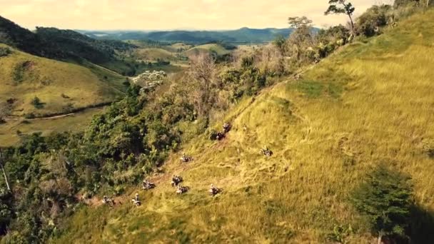 Some Riders Trying Trail Lot Slippery Grass Beautiful Landscape Rio — Stock Video