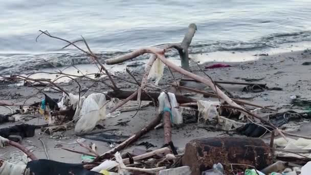 Contrasto Della Spazzatura Rio Janeiro Una Baia Bellissima Con Ponte — Video Stock