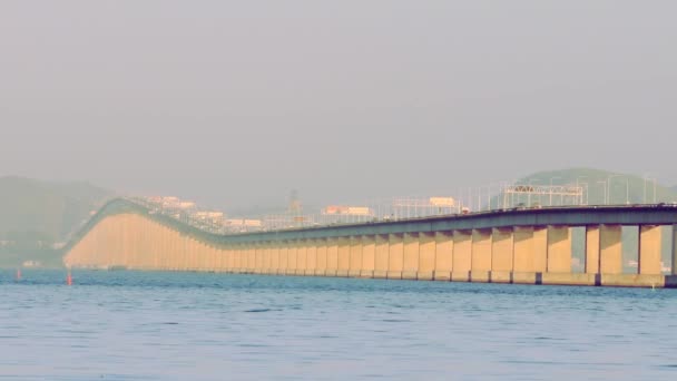 Célèbre Pont Brésilien Appelé Rio Niteri Sur Côté Avec Peu — Video