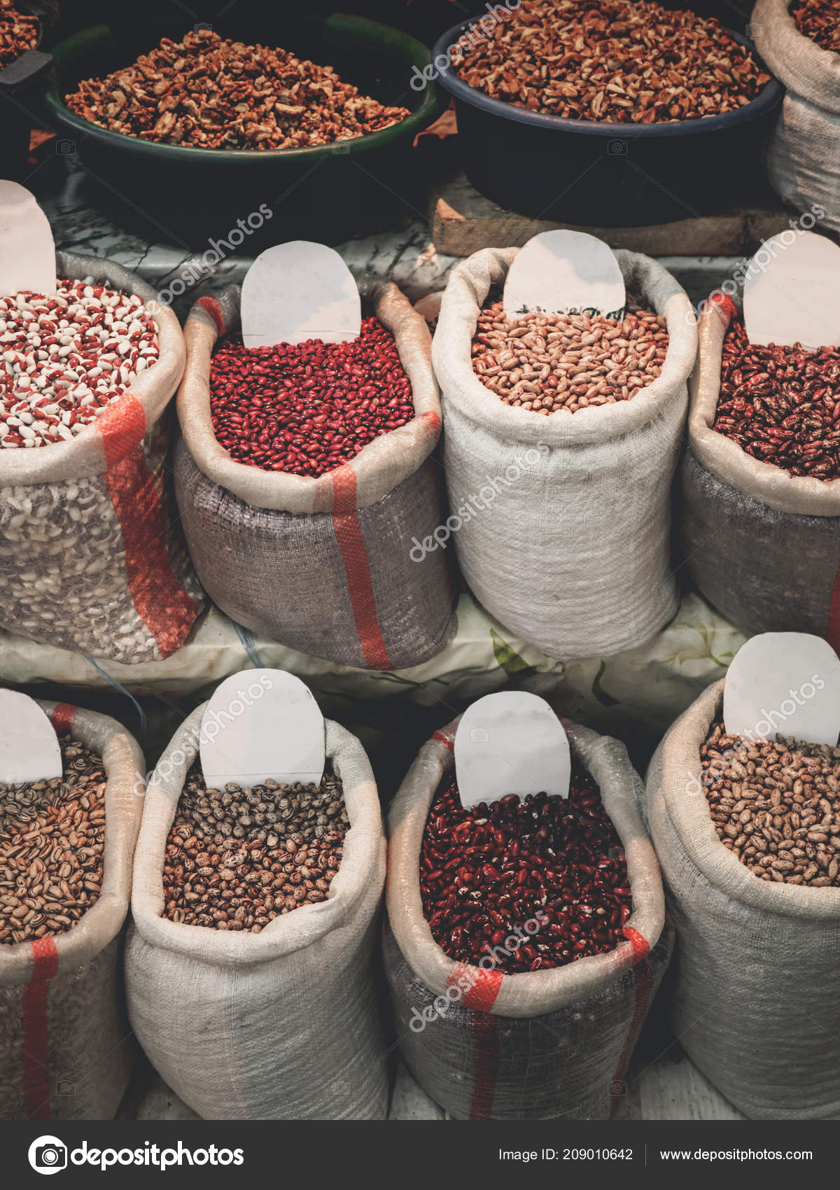 High Angle View Different Types Kidney Beans Bags Georgian Market Stock  Photo by ©VickyDimBO 209010642