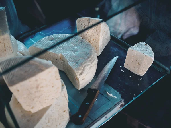 Tasty Georgian Cheese Shelves Shop — Stock Photo, Image