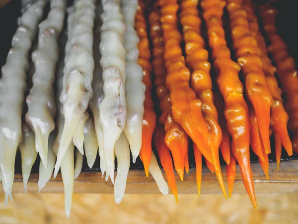 Close up of tasty churchkhela with syrup at georgian market — Stock Photo