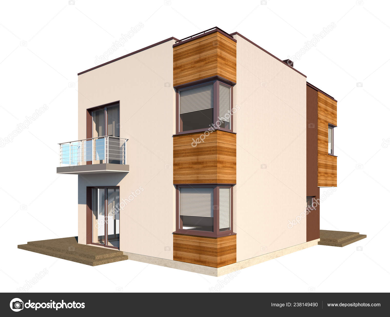 High Quality Architectural Visualization Modern House Flat Roof