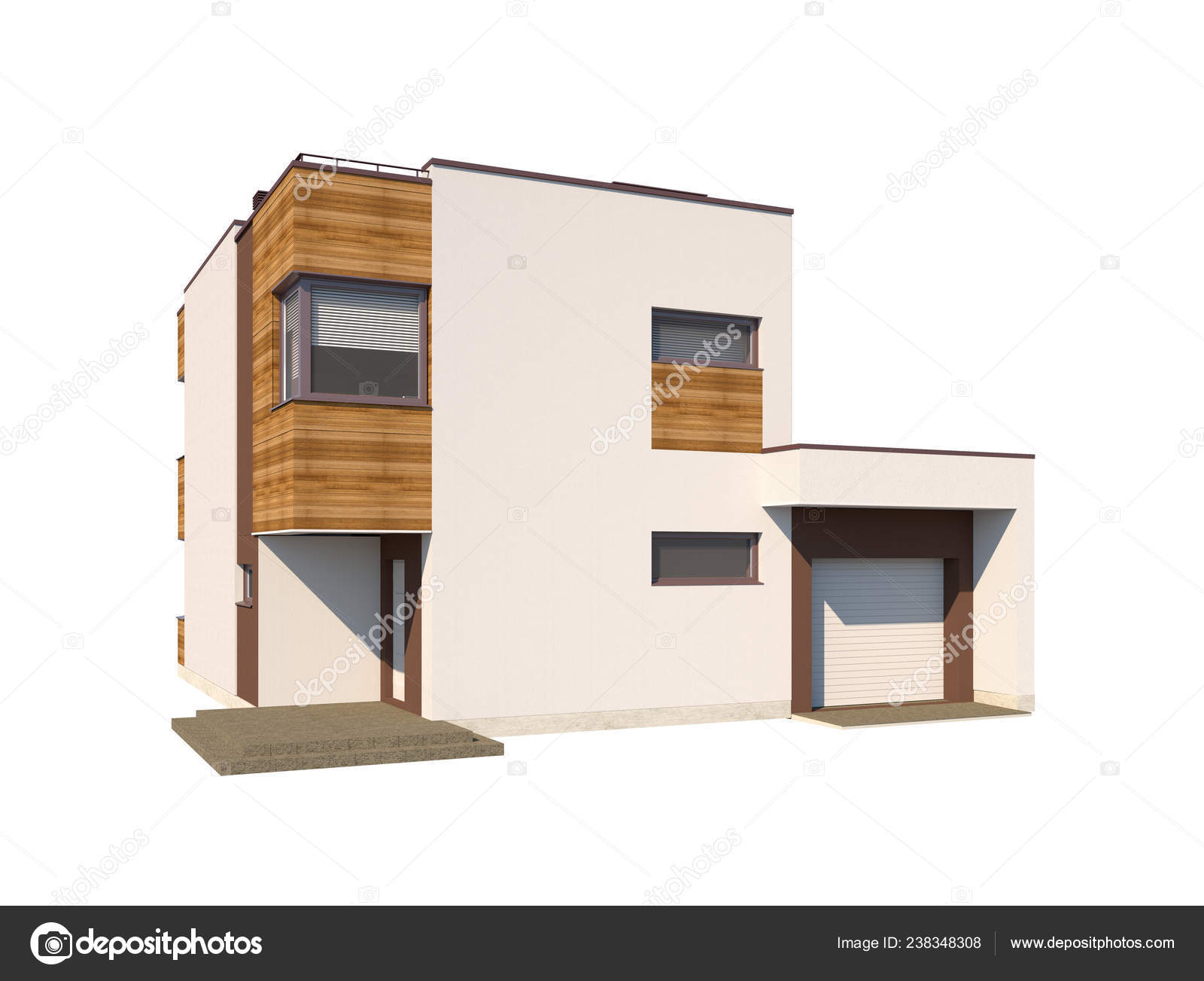 High Quality Architectural Visualization Modern House Flat Roof