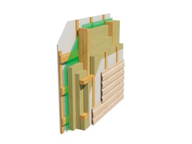 3D render görüntünün yalıtılmış çerçeve ev duvar. Detaylı tüm katmanları gösteren izole, kavramı.
