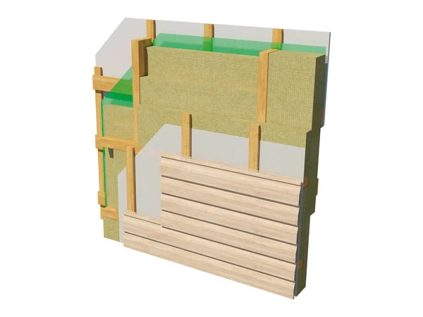 Render Image Insulated Frame House Wall Detailed Concept Insulation Showing — Stock Photo, Image