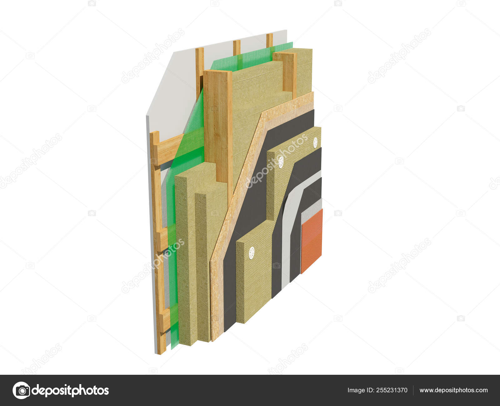 Render Image Insulated Frame House Wall Detailed Concept