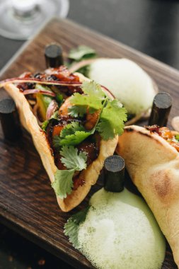 sebze ve maydanoz, Meksika mutfağı ile lezzetli tacos 