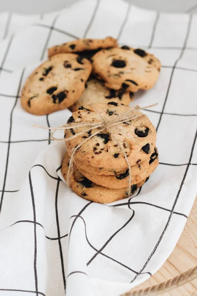 Delicious Homemade Chocolate Crisp Cookies Cloth — Stock Photo, Image