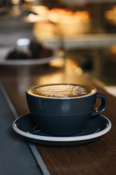Xícara Café Com Arte Latte Bebida Matinal — Fotografia de Stock