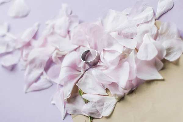 Petals Tender Pink Flowers Ring Pink Background — Stock Photo, Image