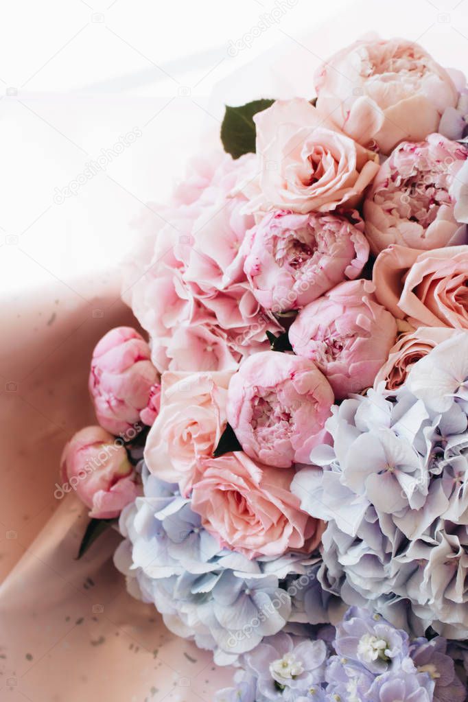 beautiful spring bouquet with tender flowers