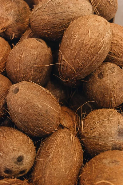 Hromadu Kokosy Tropické Ovoce Pozadí — Stock fotografie
