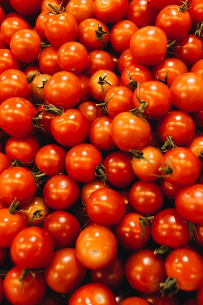 Haufen Frischer Reifer Tomaten Lebensmittel Hintergrund — Stockfoto