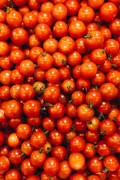 Haufen Frischer Reifer Tomaten Lebensmittel Hintergrund — Stockfoto