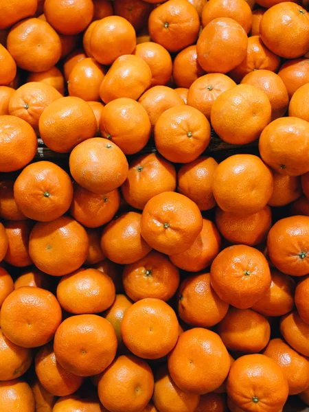 Haufen Frischer Mandarinen Lebensmittel Hintergrund — Stockfoto