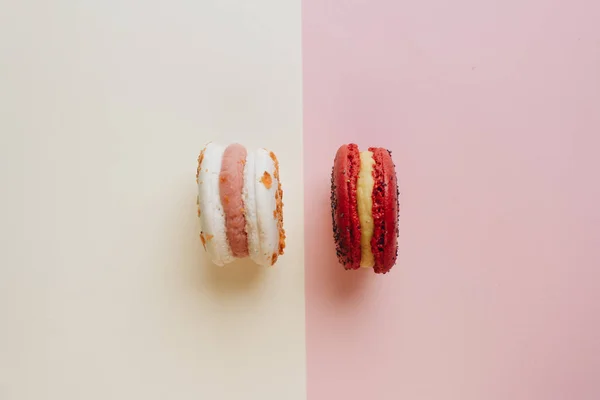 Composição Deliciosos Macaroons Sobremesa Doce — Fotografia de Stock