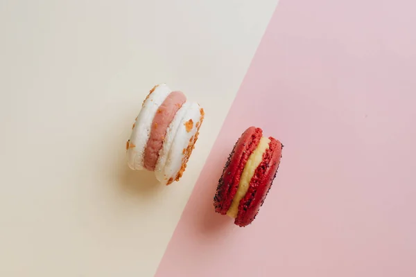 Composição Deliciosos Macaroons Sobremesa Doce — Fotografia de Stock