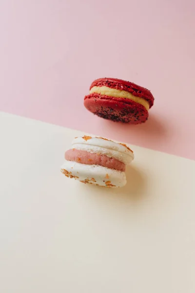 Composição Deliciosos Macaroons Sobremesa Doce — Fotografia de Stock