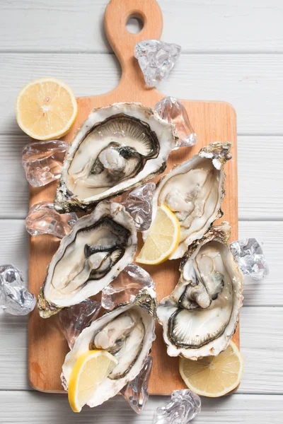 delicious oysters with lemon, seafood delicacy