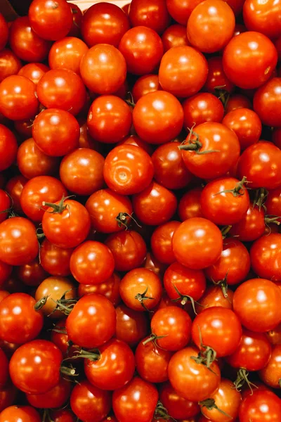 Tumpukan Tomat Matang Segar Latar Belakang Makanan — Stok Foto