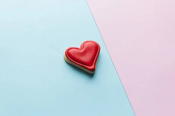 Galletas Forma Corazón Con Esmalte Rojo — Foto de Stock