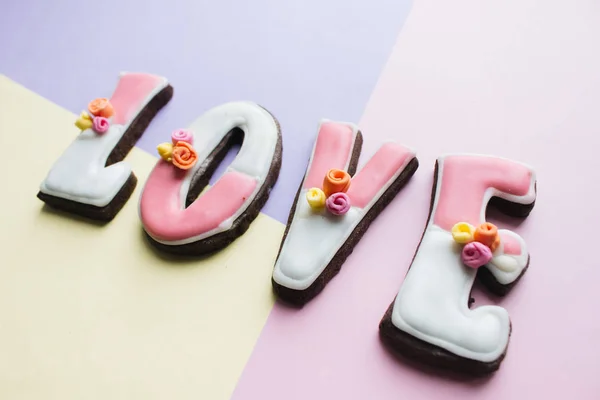 Letras Galletas Con Esmalte Love Letras Galletas — Foto de Stock