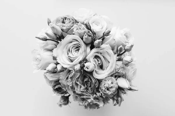 Hermoso Ramo Primavera Tiernas Flores Blanco Negro — Foto de Stock