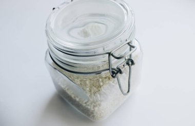  kavanoz ham beyaz Chia tohumları, makro