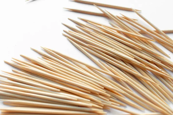 Pile Scattered Toothpicks White Background — Stock Photo, Image