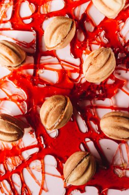 yaratıcı kırmızı karamel, tatlı arka plan desenini