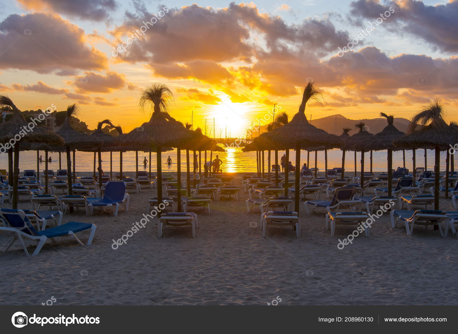 Coucher Soleil Sur Plage Santa Ponsa Playa Majorque Espagne