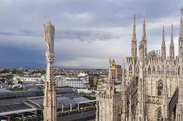 Milan skyline from top of Milan Cathedral, Italy