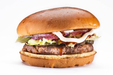 Beyaz arka plan üzerinde izole delecious hamburger