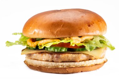 Beyaz arka plan üzerinde izole delecious hamburger