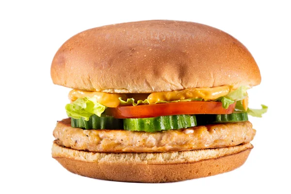 Hamburger Podania Białym Tle — Zdjęcie stockowe