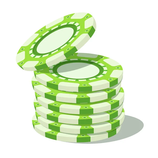 Yeşil fiş kumar. Casino öğeleri. Vektör çizim. Reklam afişleri, el ilanları, Bilet, posterler, kapakları, arka planında, broşür ve diğer tasarım için tasarım öğesi.