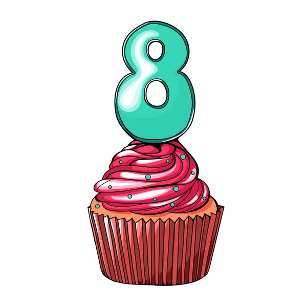 Kontur deseni bir numara ile çörek şeklinde. Renkli kutlu olsun kartpostal. Vektör çizim. Doodles'ın el çizimi.