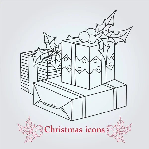 İnce çizgi simgeler kümesi Noel ve kutlamalar. Anahat vektör. Noel ve yeni yıl.