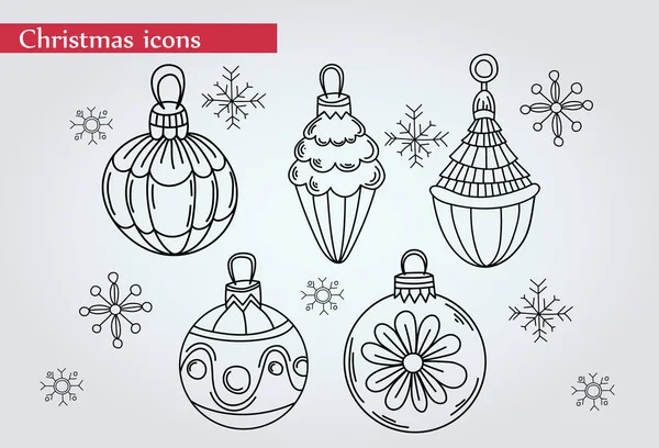 İnce çizgi simgeler kümesi Noel ve kutlamalar. Anahat vektör. Noel ve yeni yıl.