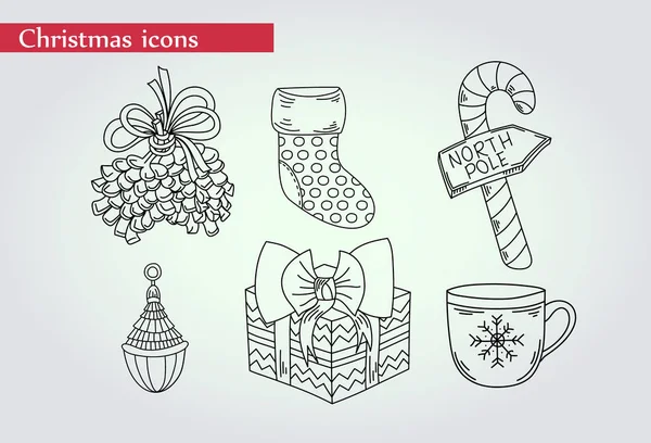 İnce çizgi simgeler kümesi Noel ve kutlamalar. Anahat vektör. Noel ve yeni yıl.