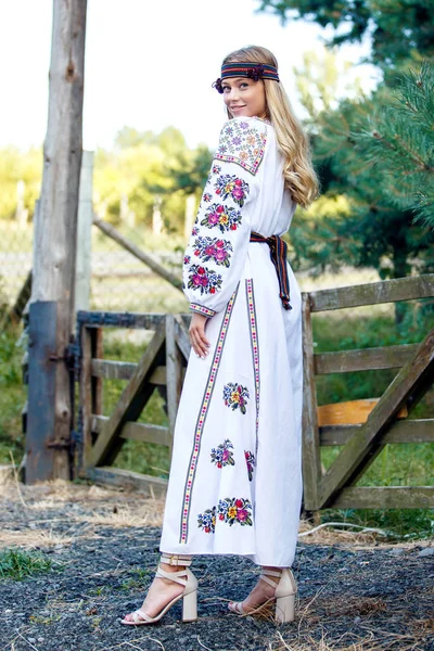 Beautiful Blonde Ukrainian Girl Blue Eyes Folk Clothing Boho Style
