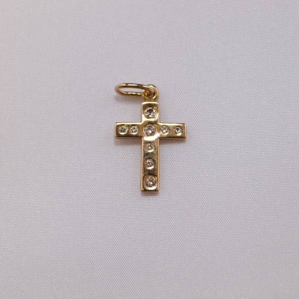 Cruz Ouro Com Diamantes — Fotografia de Stock