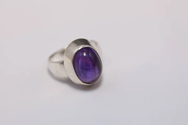 Bague Argent Avec Améthyste — Photo